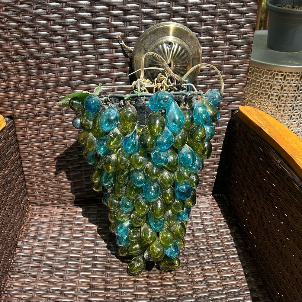 Vintage mod glass grape cluster swag lamp!